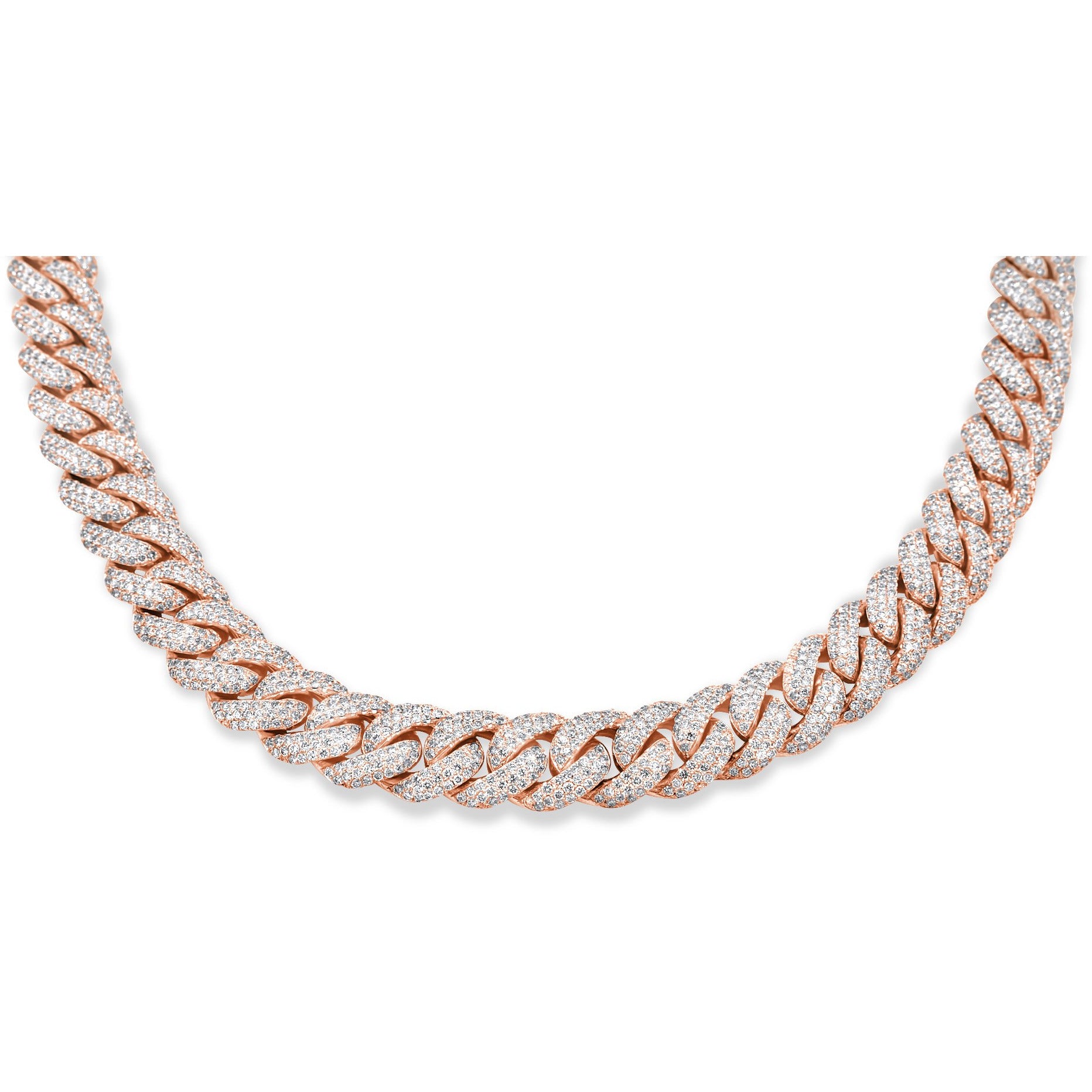 14k Rose Gold Mens Diamond Cuban Chain 35.28 Ctw