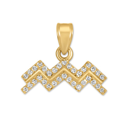 10K Yellow Gold Diamond Aquarius Pendant 0.34 CTW