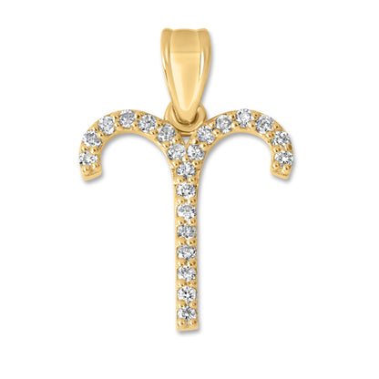 10K Yellow Gold Diamond Aries Pendant 0.35 CTW