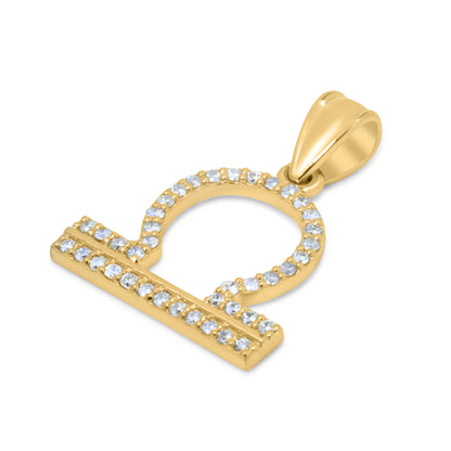 10K Yellow Gold Diamond Libra Pendant 0.35 CTW