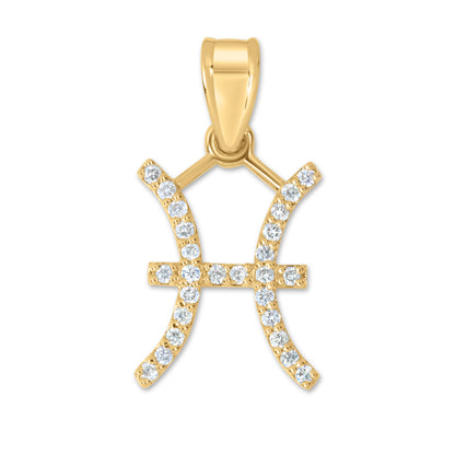 10K Yellow Gold Diamond Pisces Pendant 0.28 CTW