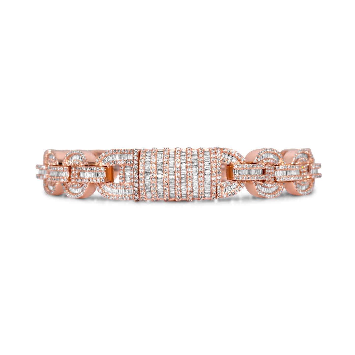 10k Rose Gold Diamond Baguette Bracelet 4.79 ctw