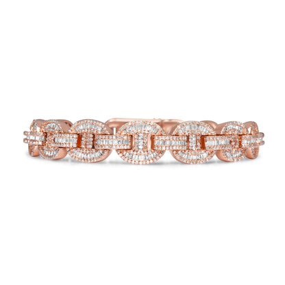 10k Rose Gold Diamond Baguette Bracelet 4.79 ctw