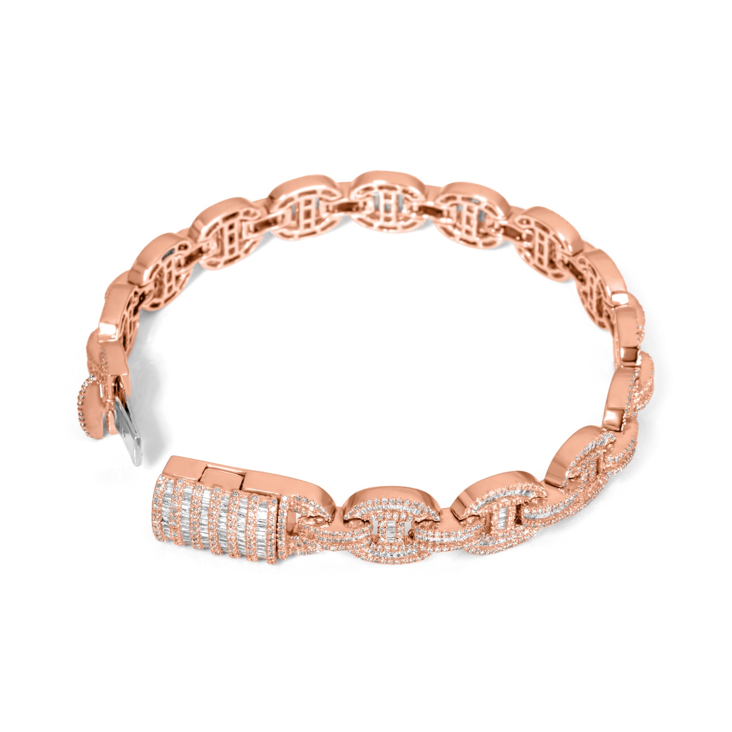 10k Rose Gold Diamond Baguette Bracelet 4.79 ctw