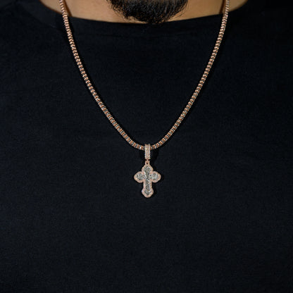 10k Rose Gold Diamond Baguette Cross Pendant 0.88 CTW