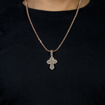 10k Rose Gold Diamond Baguette Cross Pendant 1.75 CTW