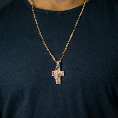 10k Rose Gold Diamond Baguette Jesus Head Pendant 1.02 ctw