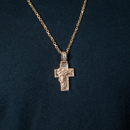 10k Rose Gold Diamond Baguette Jesus Head Pendant 1.02 ctw