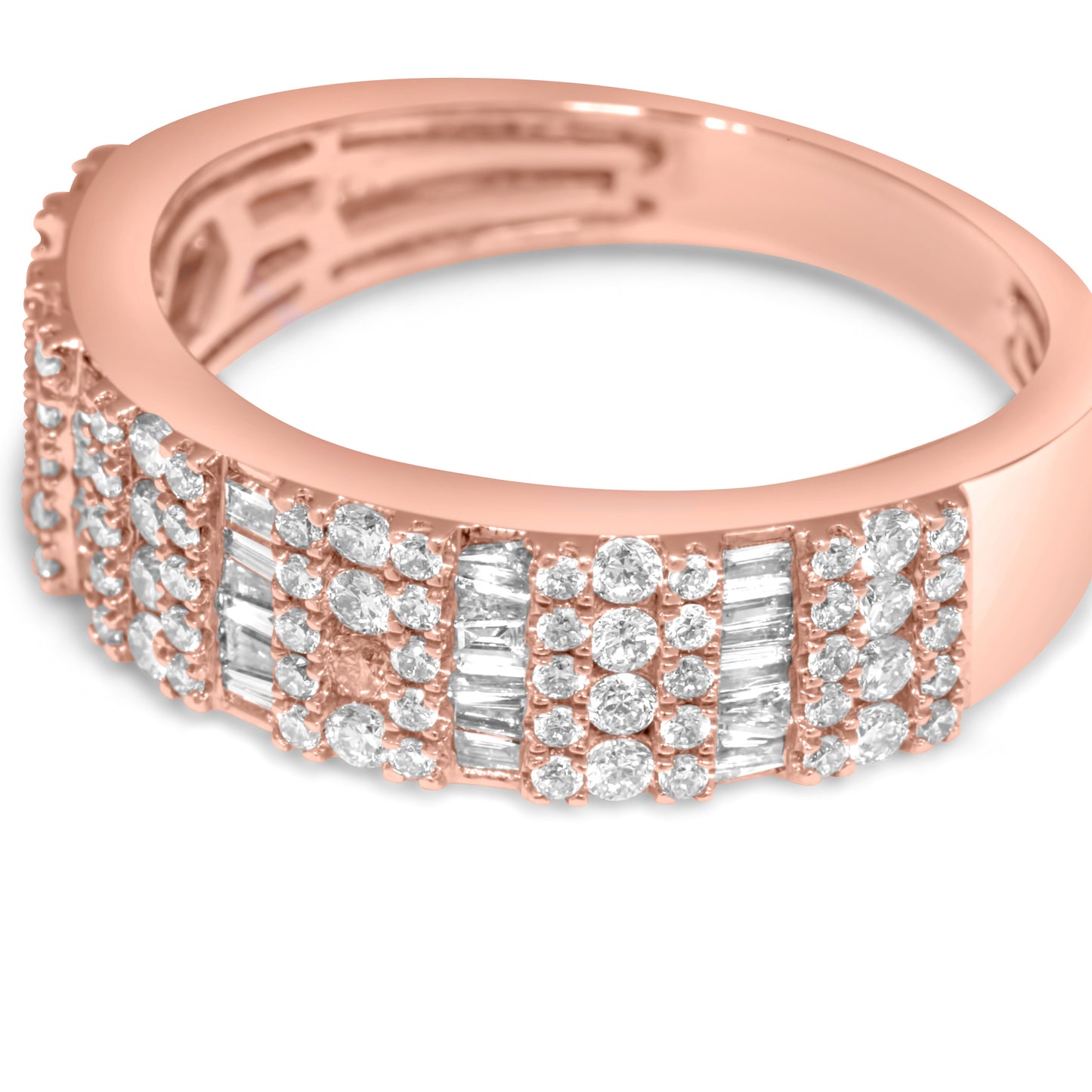 10k Rose Gold Diamond Baguette Ring 1.10 CTW