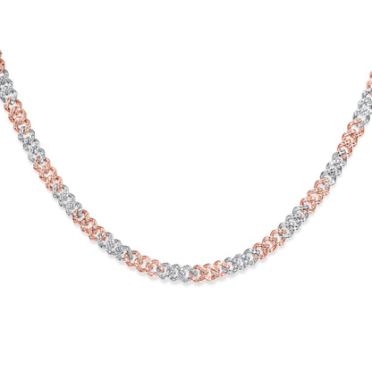 10k Two-Tone Rose and White Gold 6mm Cuban Chain 3.94 ctw