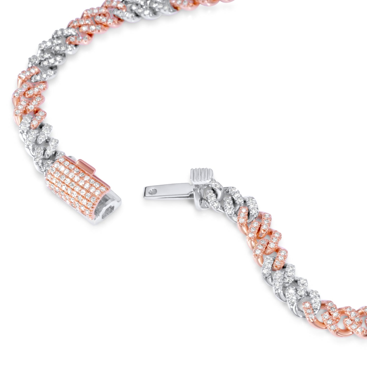 10k Two-Tone Rose and White Gold 6mm Cuban Chain 3.94 ctw