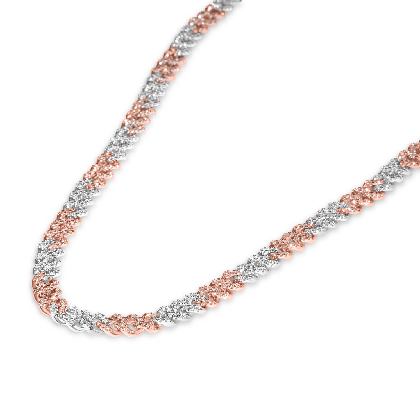 10k Two-Tone Rose and White Gold 6mm Cuban Chain 3.94 ctw