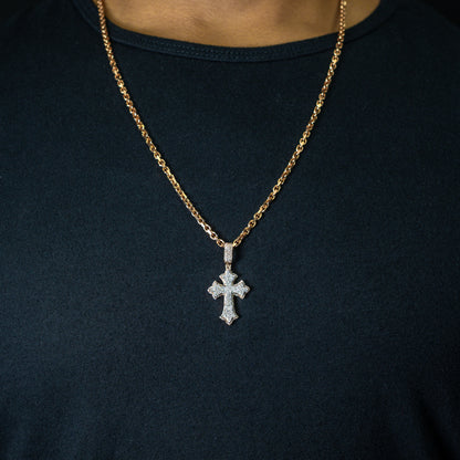 10k Two-Tone Rose and White Gold Diamond Cross Pendant 0.62 ctw