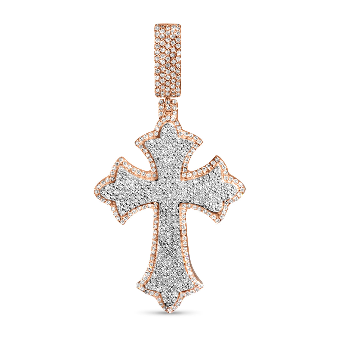 10k Two-Tone Rose and White Gold Diamond Cross Pendant 0.62 ctw