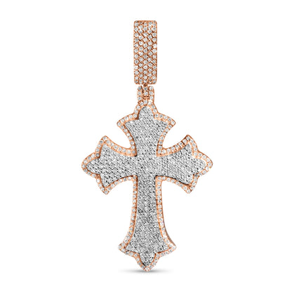 10k Two-Tone Gold Diamond Cross Pendant 0.62ctw