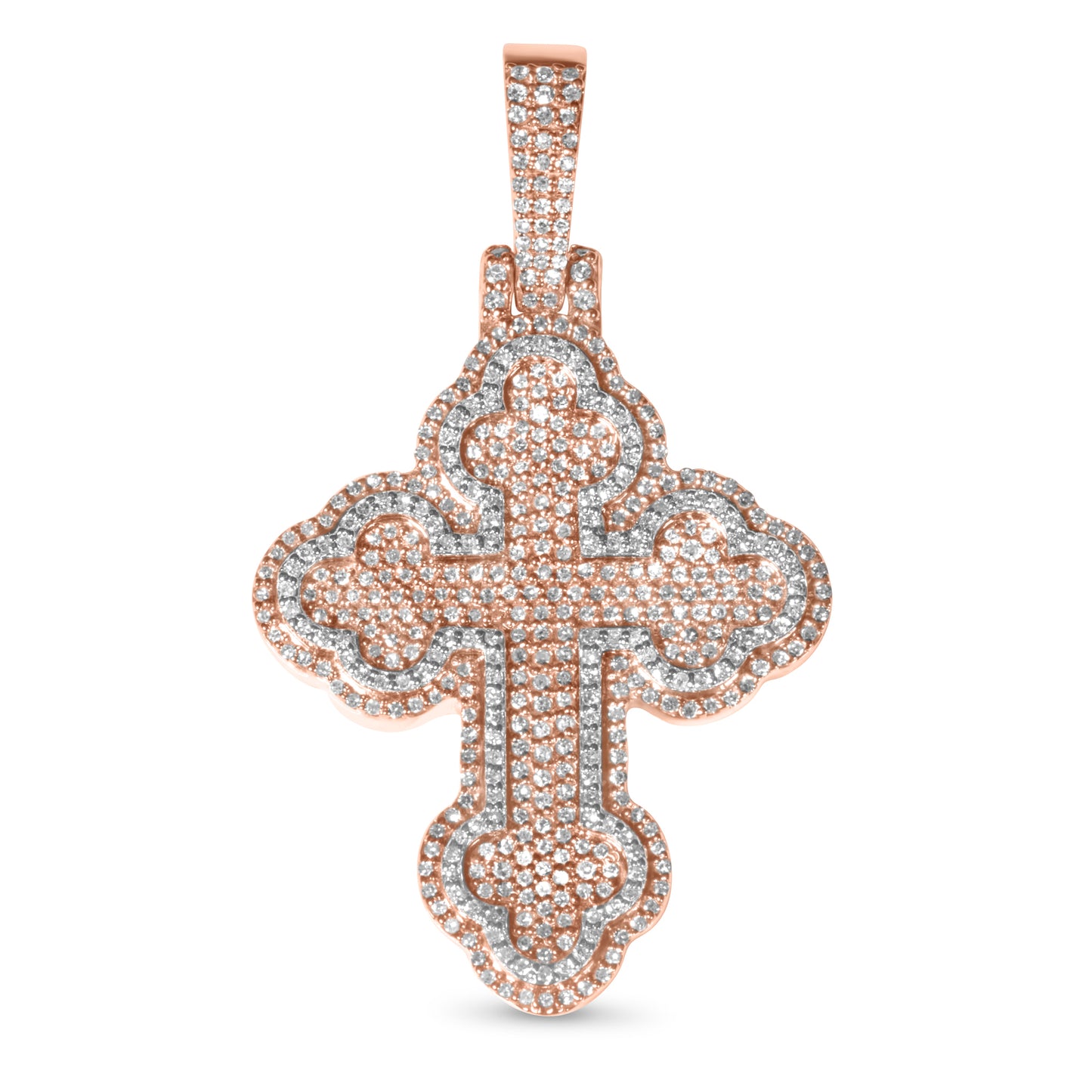 10k Two-Tone Rose and White Gold Diamond Cross Pendant 0.87 ctw