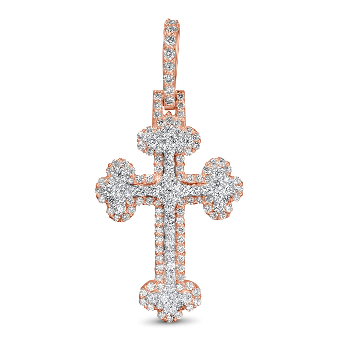 10k Two-Tone Rose and White Gold Diamond Cross Pendant 0.88 ctw