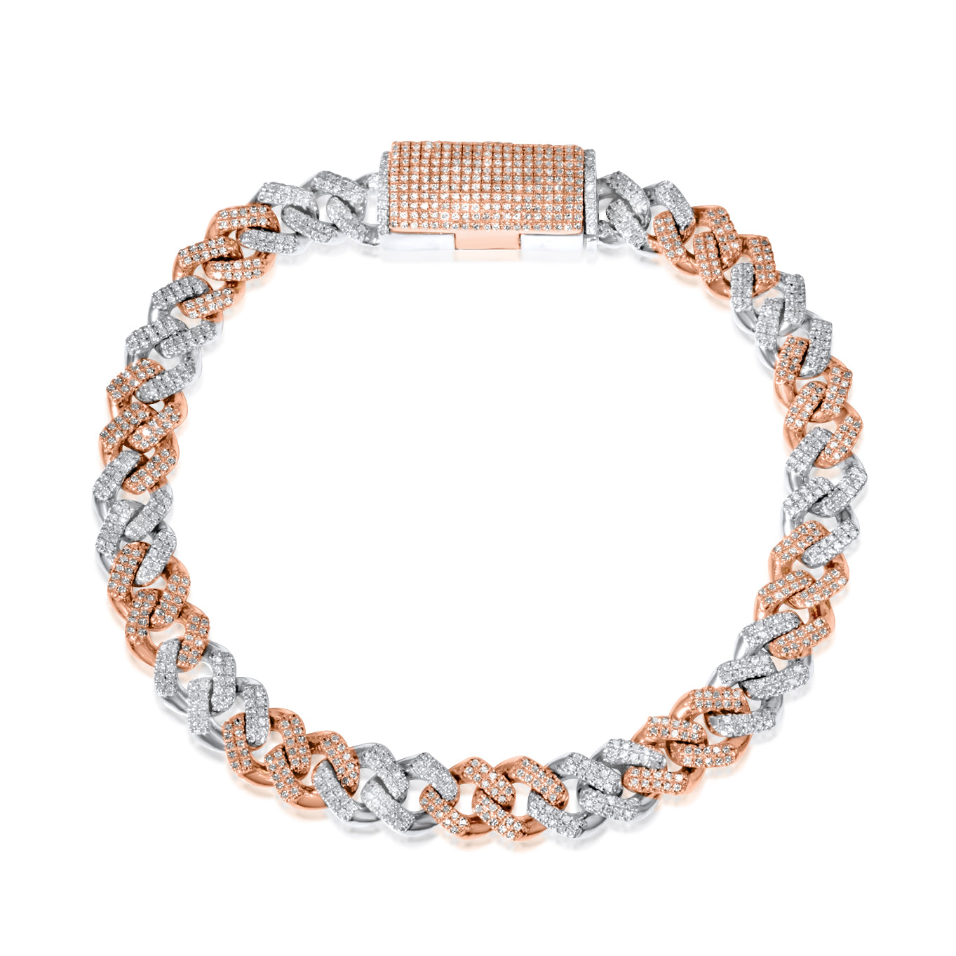 10k Two-Tone White and Rose Gold Diamond Bracelet 1.98 ctw