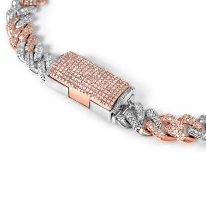 10k Two-Tone White and Rose Gold Diamond Bracelet 1.98 ctw