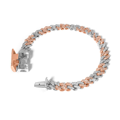 10k Two-Tone White and Rose Gold Diamond Bracelet 1.98 ctw