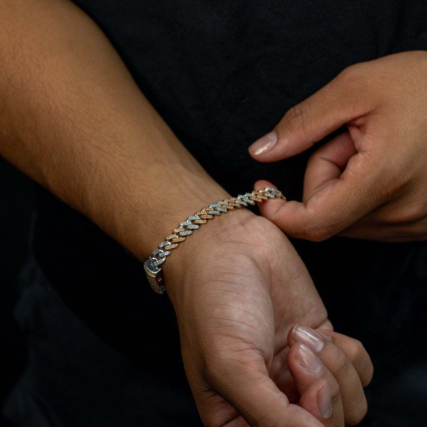 10k Two-Tone White and Rose Gold Diamond Bracelet 1.98 ctw