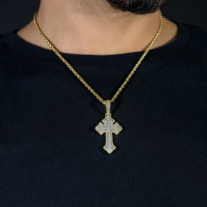 10k Two-Tone Yellow and White Gold Diamond Cross Pendant 0.80 ctw