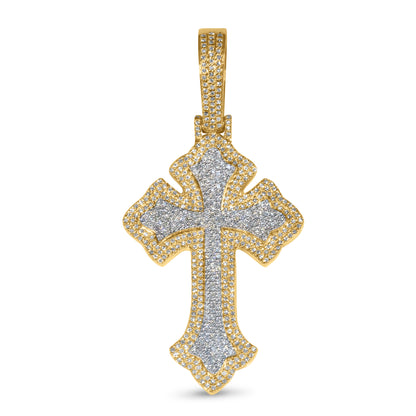 10k Two-Tone Yellow and White Gold Diamond Cross Pendant 1.19 ctw