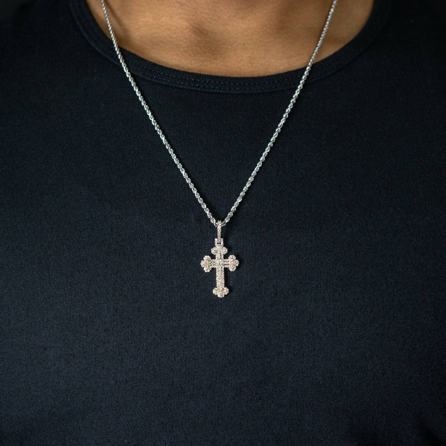 10k Two-Tone Yellow and White Gold Diamond Cross Pendant 0.88 ctw