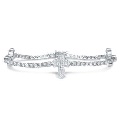 10k White Gold Diamond Cross Bracelet 2.29 ctw