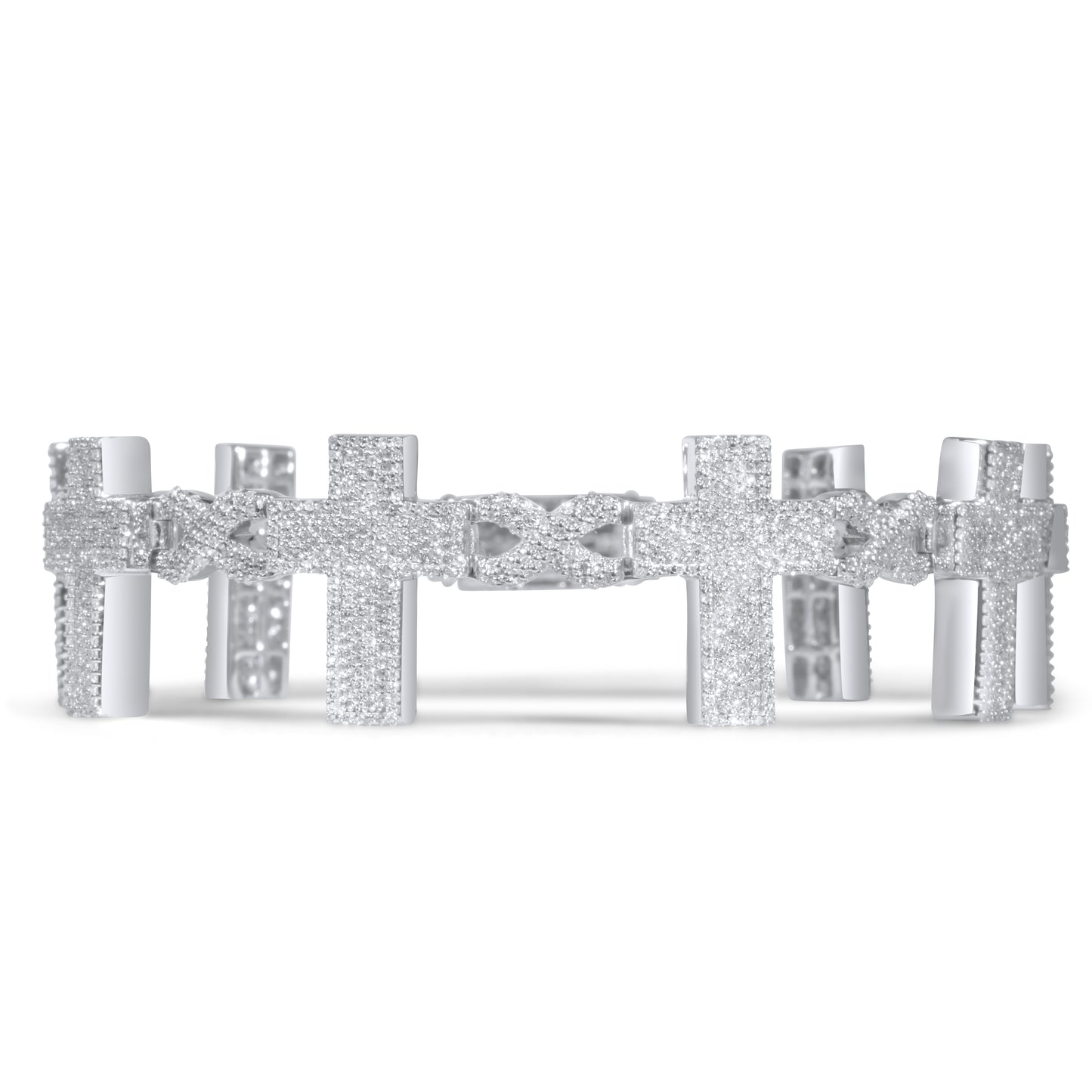 10k White Gold Diamond Cross Bracelet 3.84 ctw