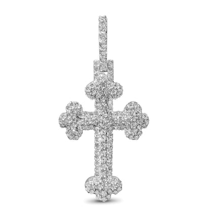 10k White Gold Diamond Cross Pendant 0.88 ctw