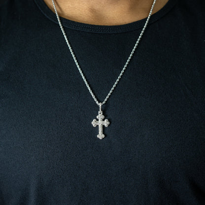 10k White Gold Diamond Cross Pendant 0.88 ctw