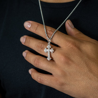 10k White Gold Diamond Cross Pendant 0.88 ctw