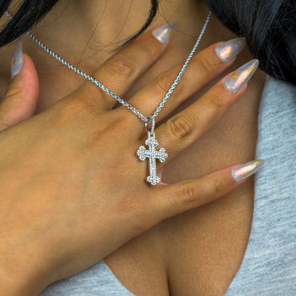 10k White Gold Diamond Cross Pendant 0.88 ctw