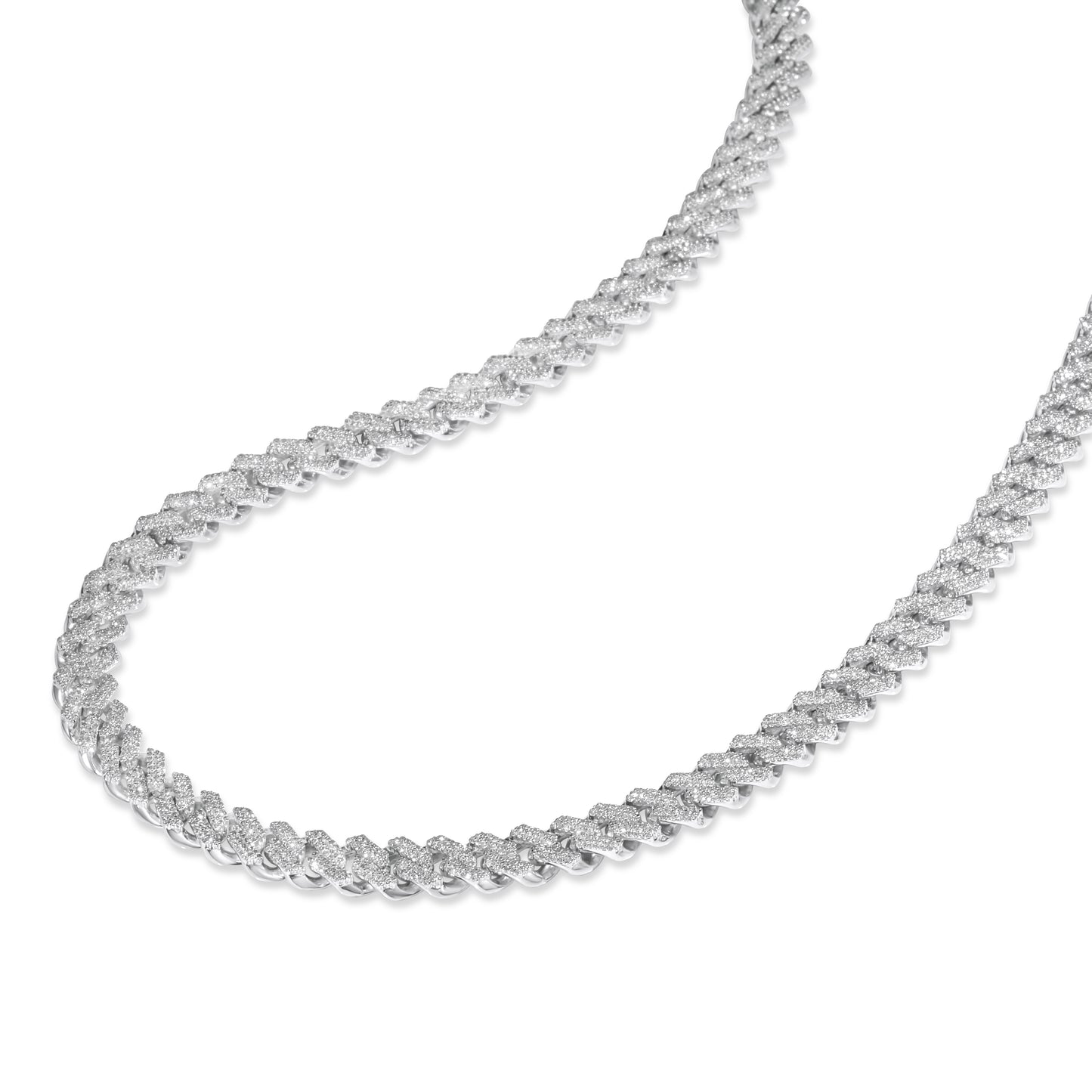 10K White Gold Diamond Cuban Chain 7.5mm 7.05 ctw