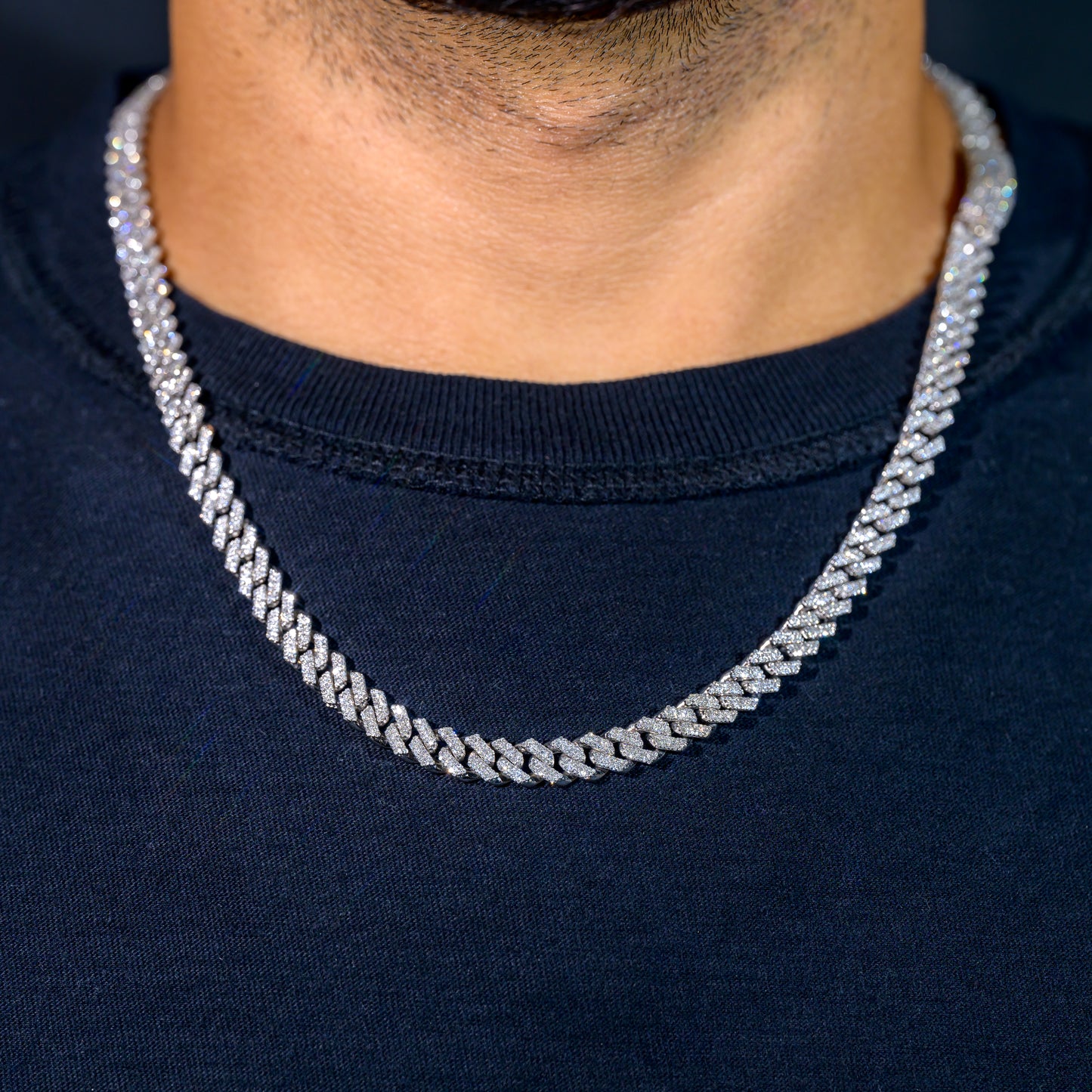 10K White Gold Diamond Cuban Chain 7.5mm 7.05 ctw