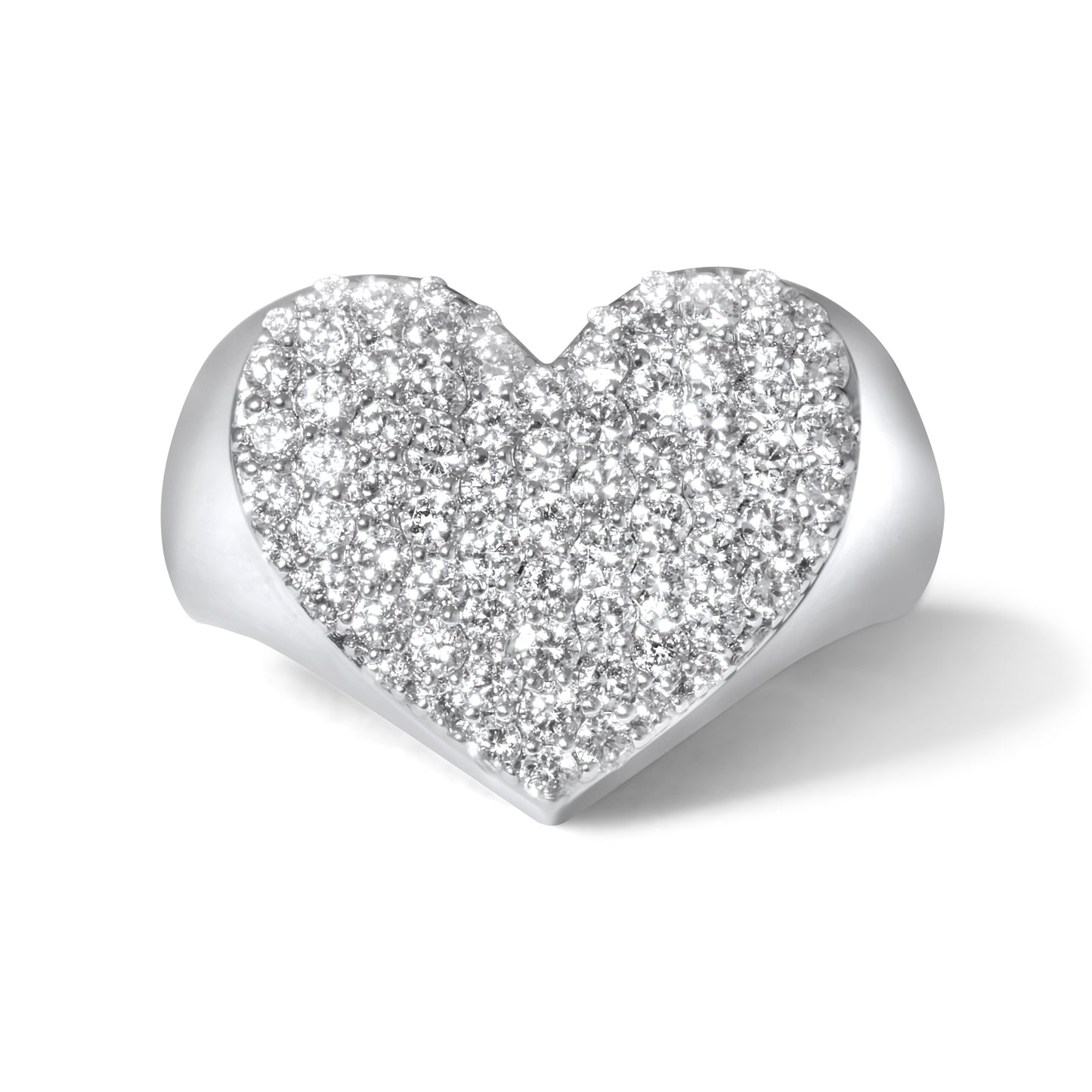 10k White Gold Diamond Heart Ring 1.12 ctw