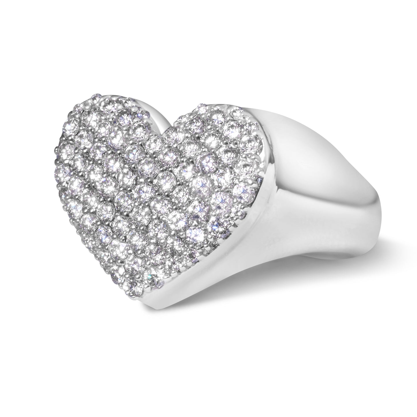 10k White Gold Diamond Heart Ring 1.12 ctw