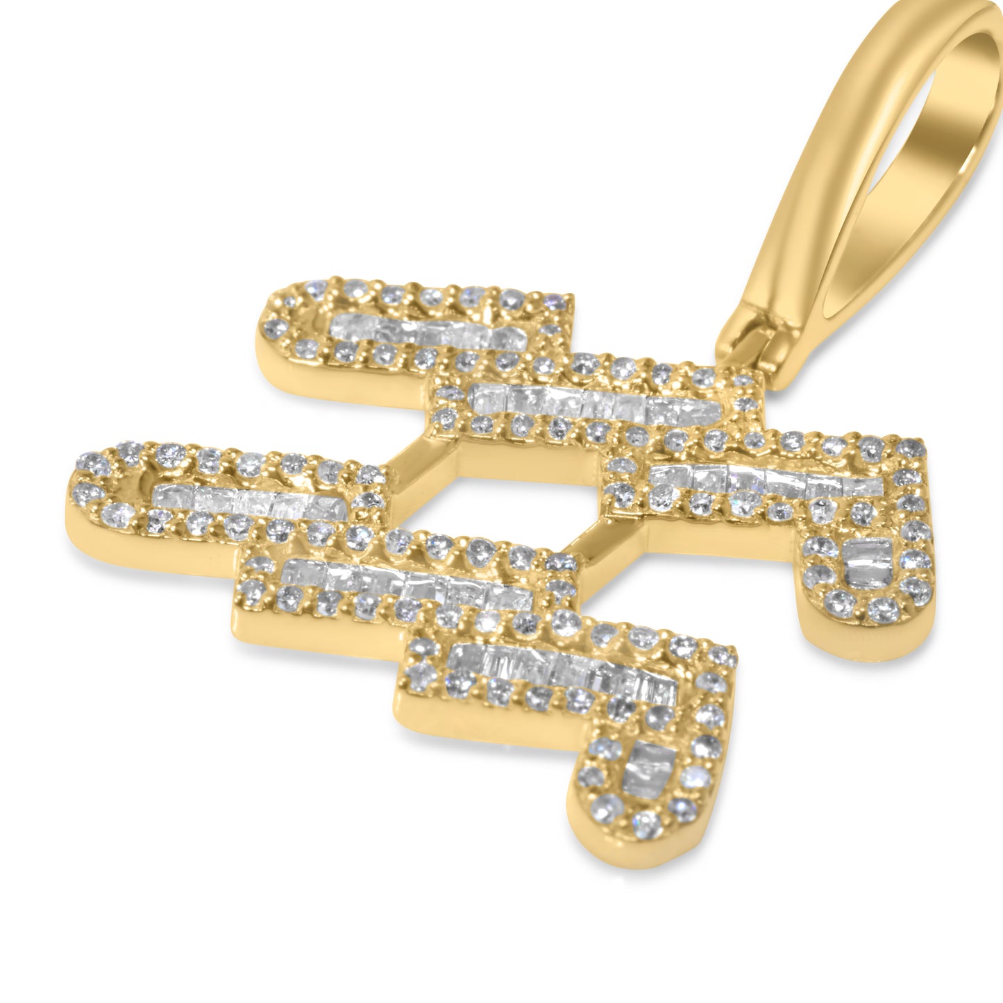 10k Yellow Gold Diamond Baguette Aquarius Pendant 0.52 CTW