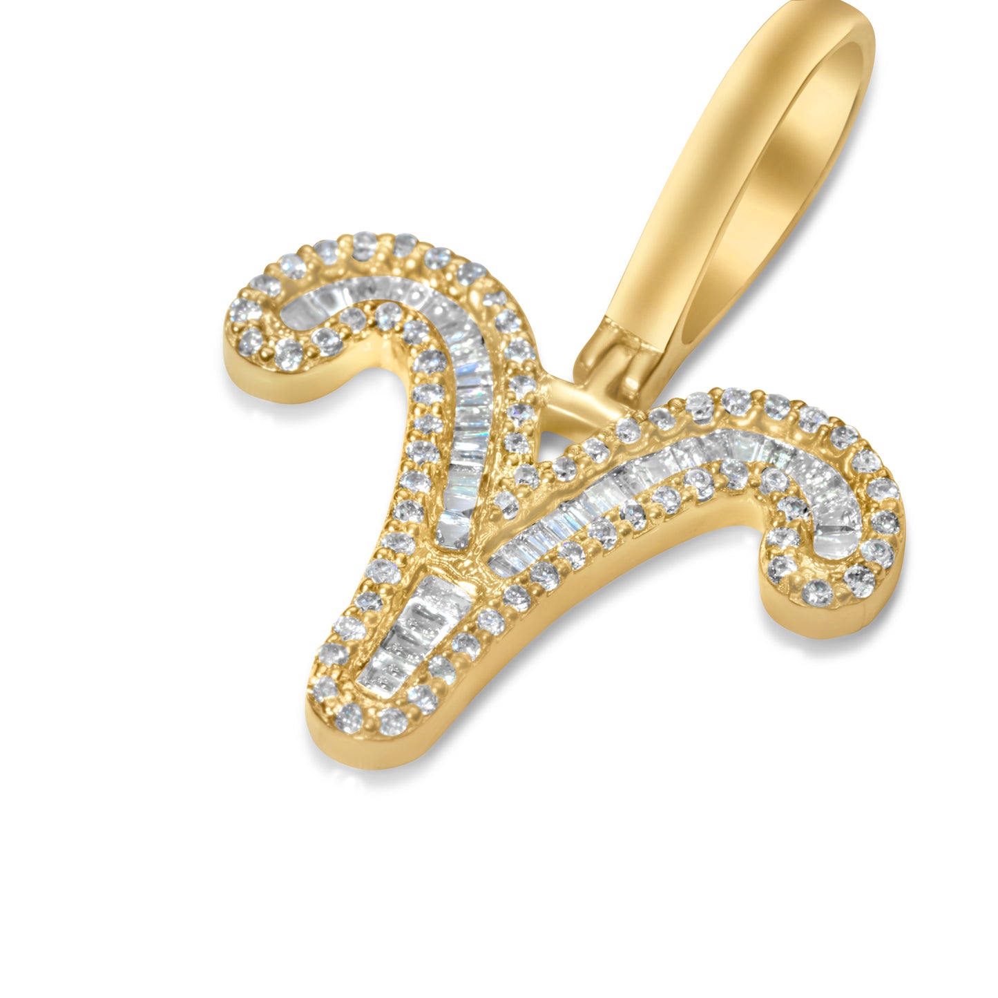 10k Yellow Gold Diamond Baguette Aries Pendant 0.37 CTW