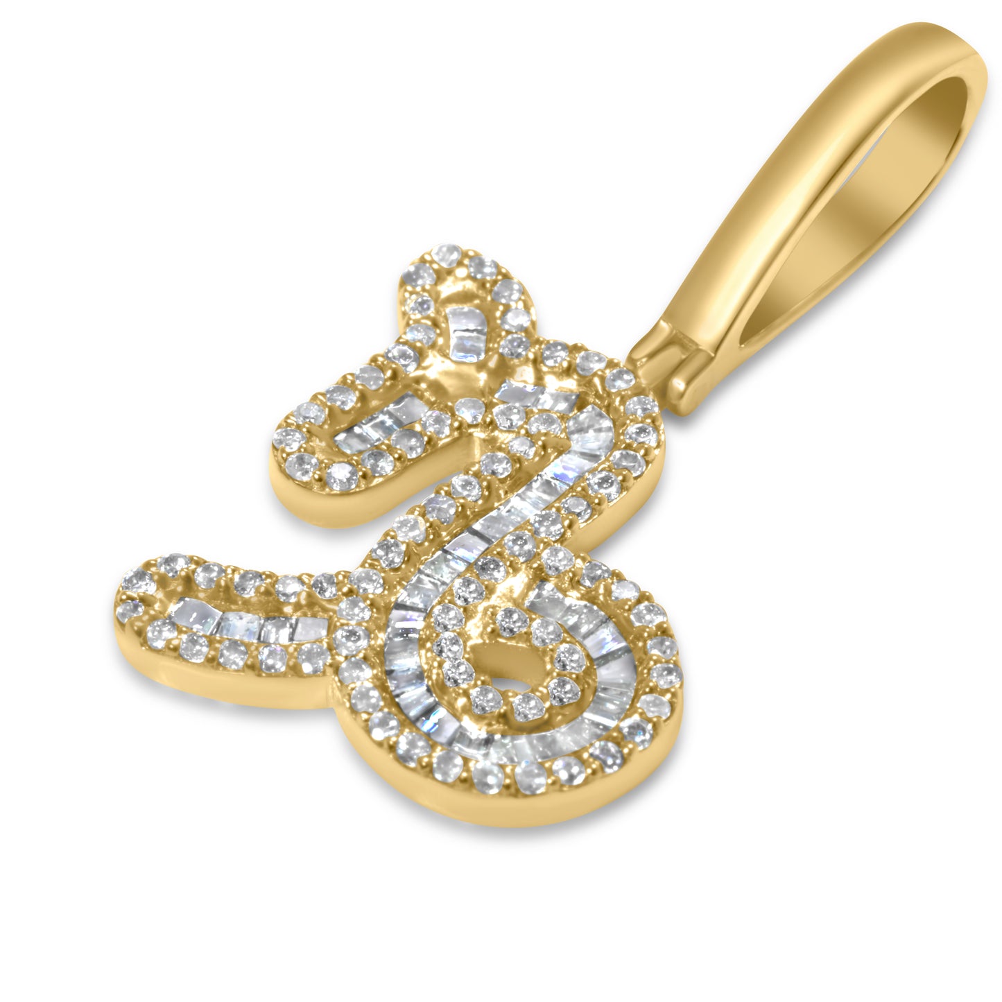 10k Yellow Gold Diamond Baguette Capricorn Pendant 0.46 CTW