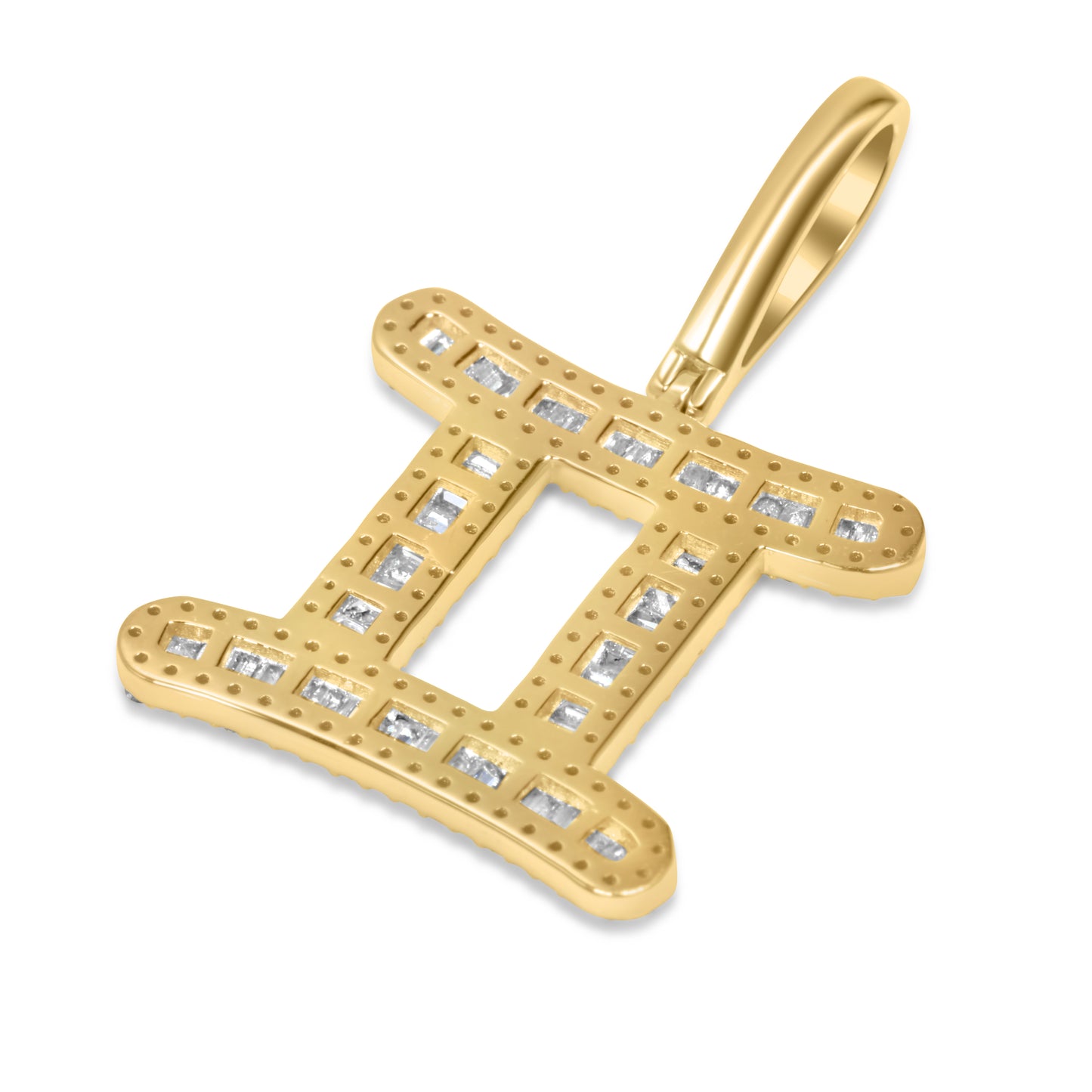 10k Yellow Gold Diamond Baguette Gemini Pendant 0.52 CTW