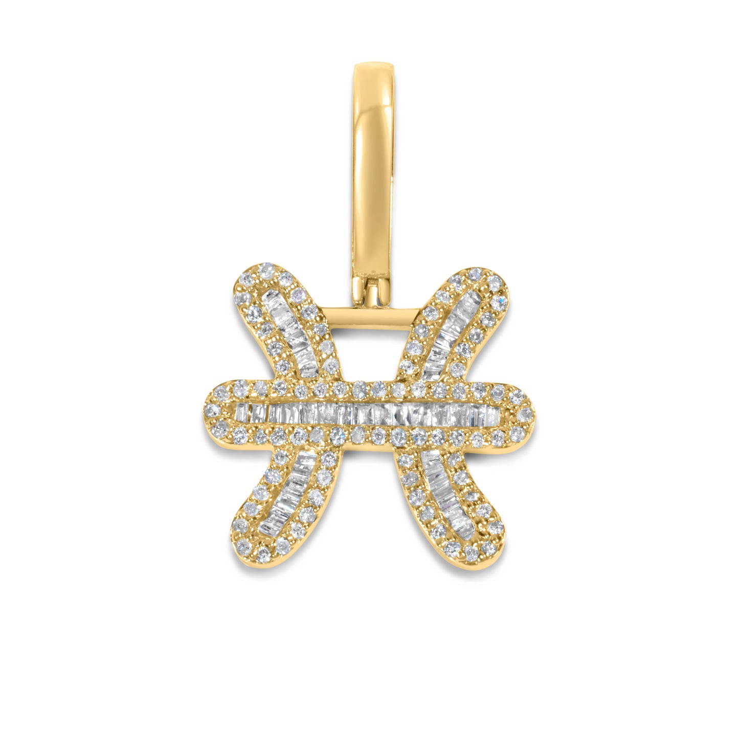 10k Yellow Gold Diamond Baguette Pisces Pendant 0.45 CTW