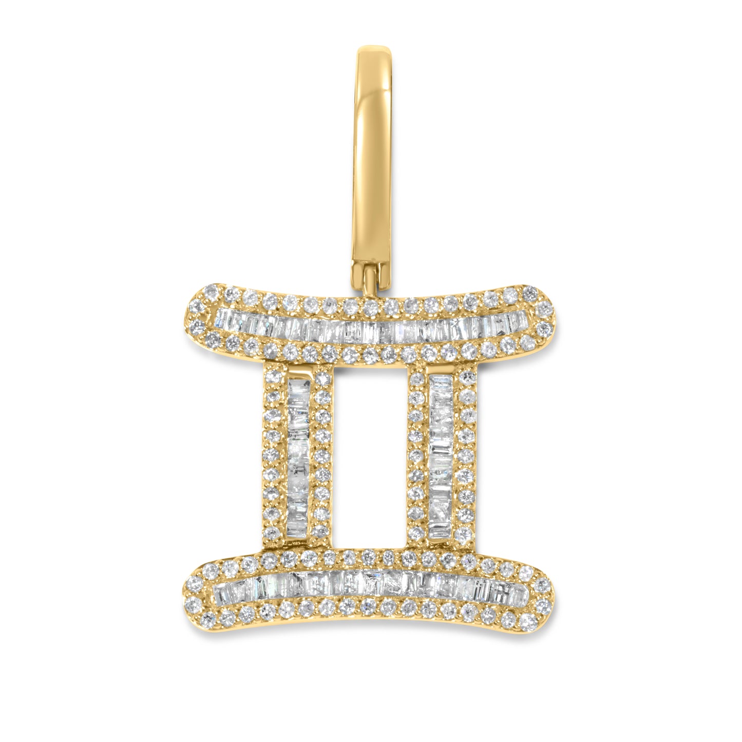 10k Yellow Gold Diamond Baguette Gemini Pendant 0.52 CTW