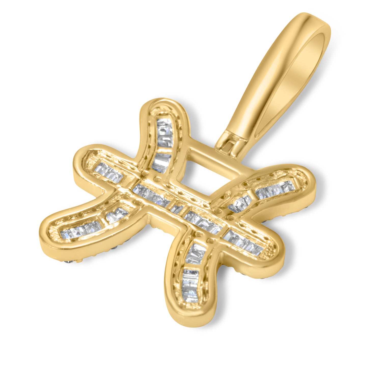 10k Yellow Gold Diamond Baguette Pisces Pendant 0.45 CTW