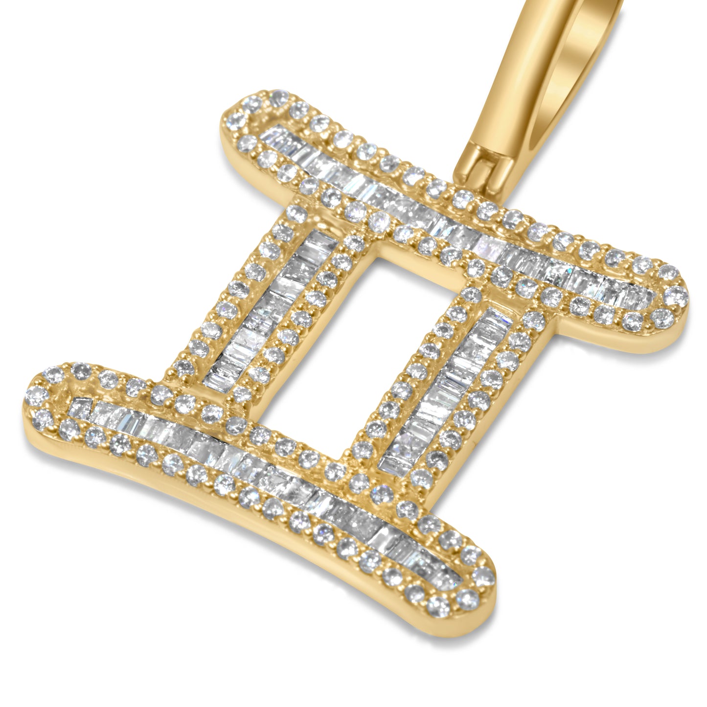 10k Yellow Gold Diamond Baguette Gemini Pendant 0.52 CTW