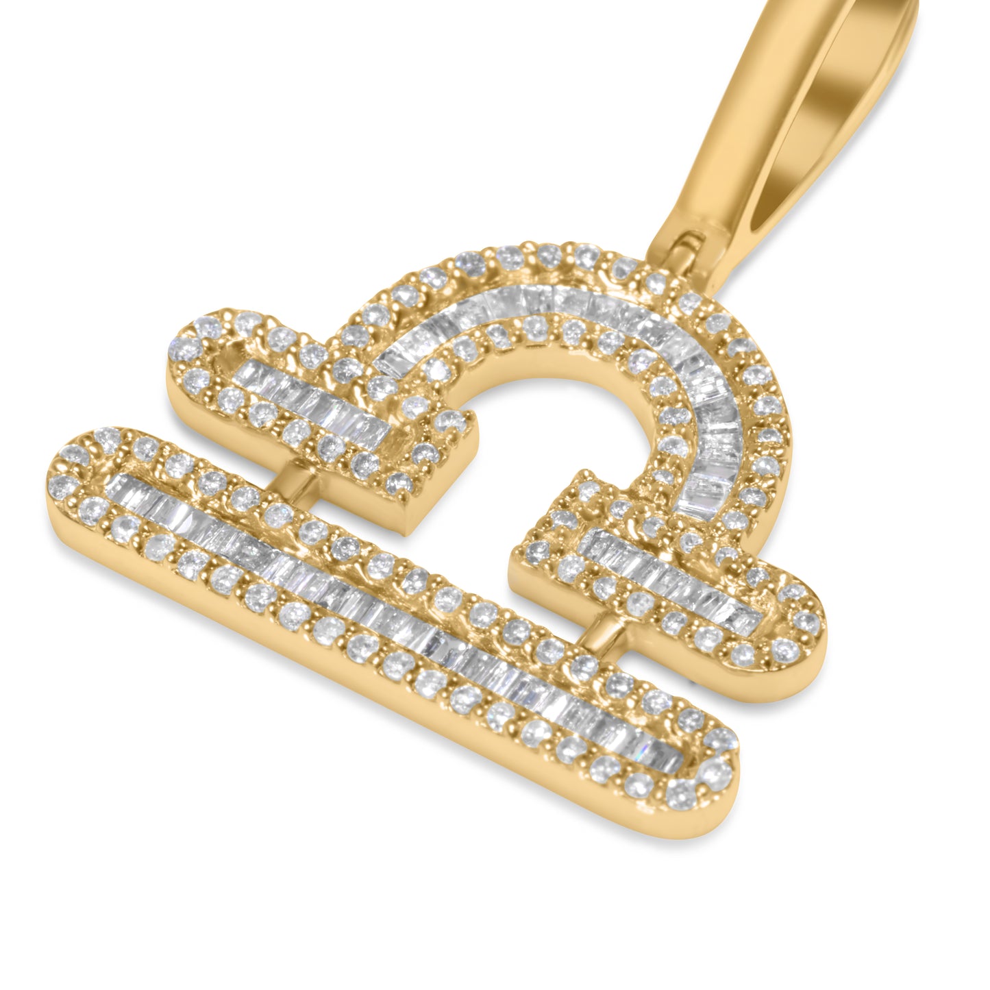 10k Yellow Gold Diamond Baguette Libra Pendant 0.53 CTW