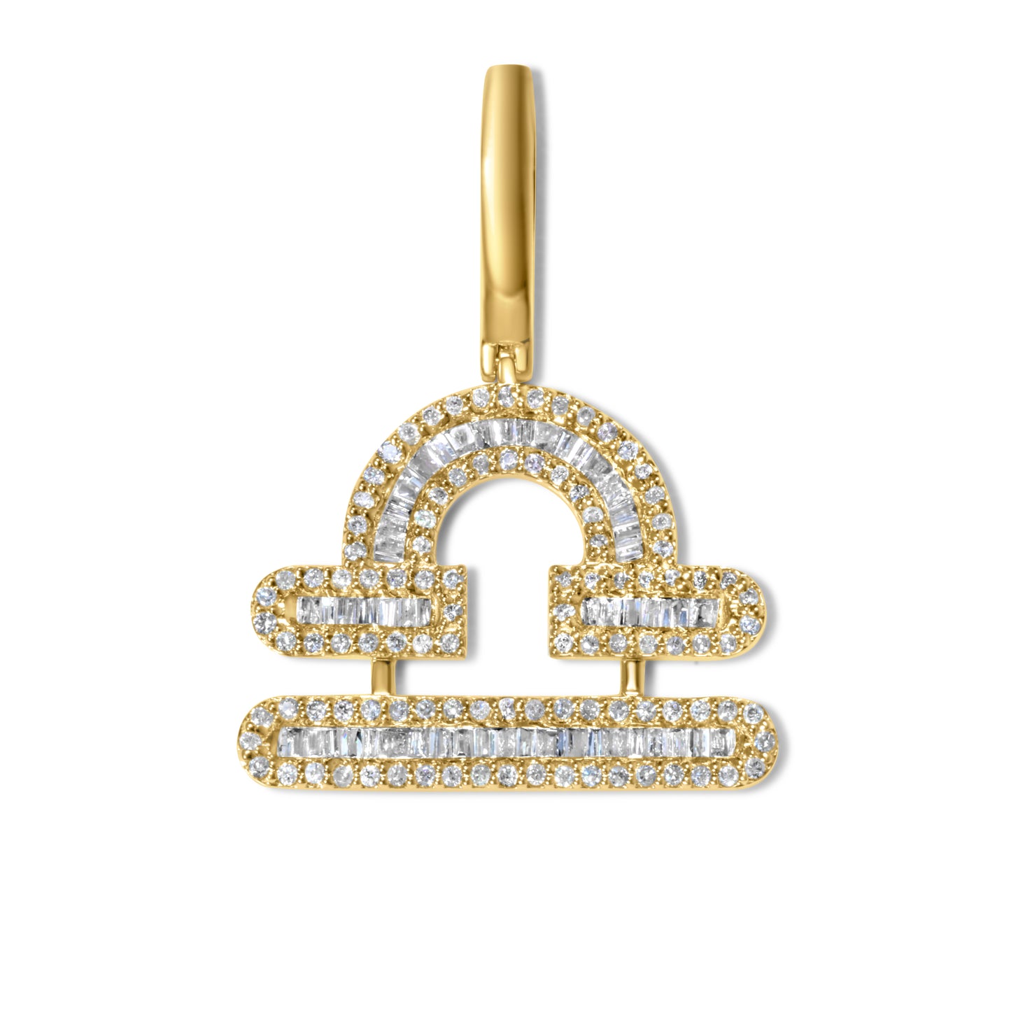 10k Yellow Gold Diamond Baguette Libra Pendant 0.53 CTW