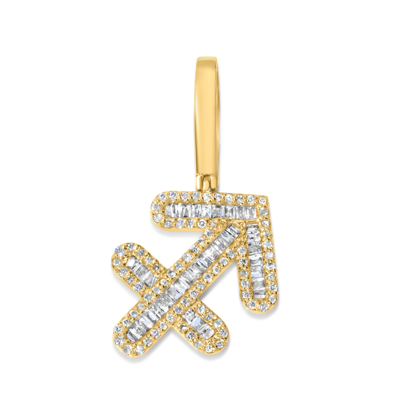 10k Yellow Gold Diamond Baguette Sagittarius Pendant 0.46 CTW