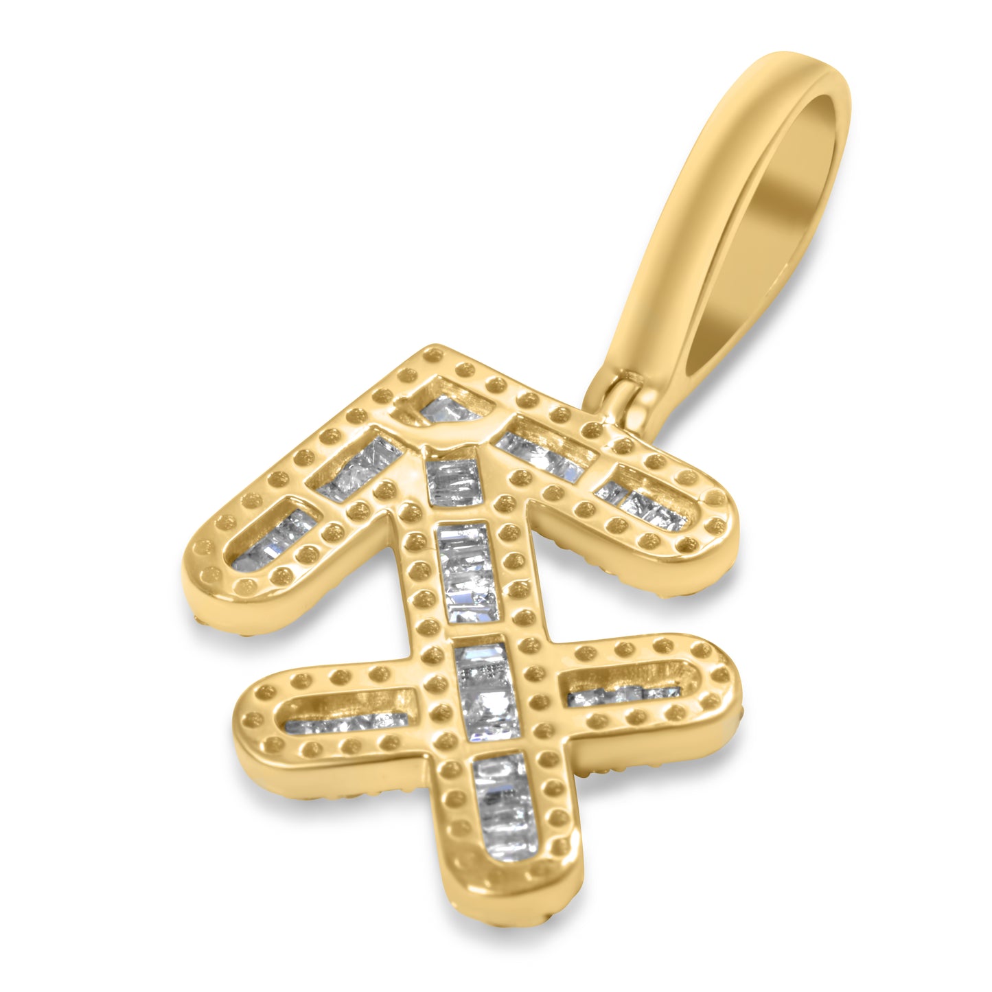 10k Yellow Gold Diamond Baguette Sagittarius Pendant 0.46 CTW